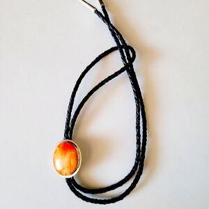 Spiny Oyster Shell Bolo Tie Sterling Silver Native American Handmade